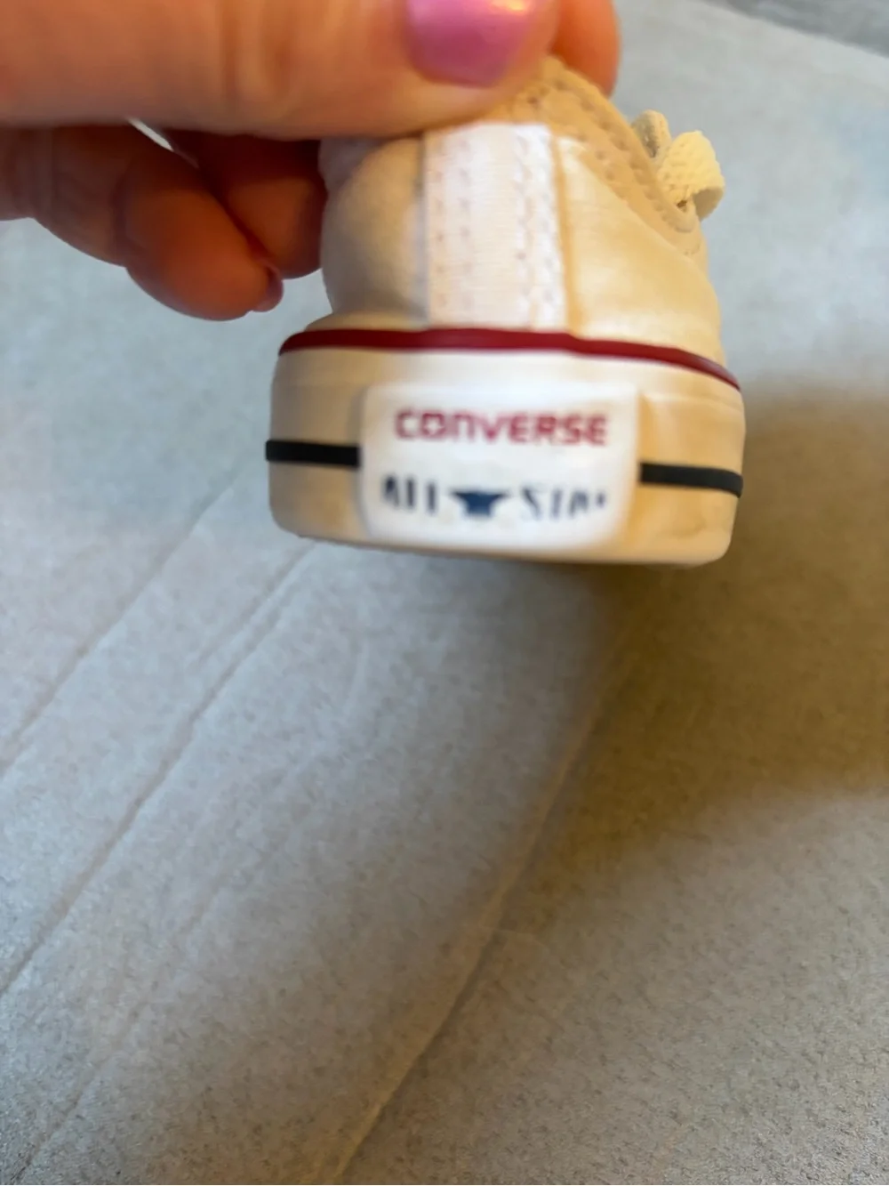 Converse Kids White Canvas Sneakers with Red Trim